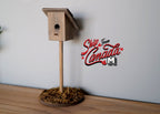 1:12 Scale Miniature Wood Birdhouse on Post with Round Base, 5-1/2 inch tall, DIY Dollhouse Supply