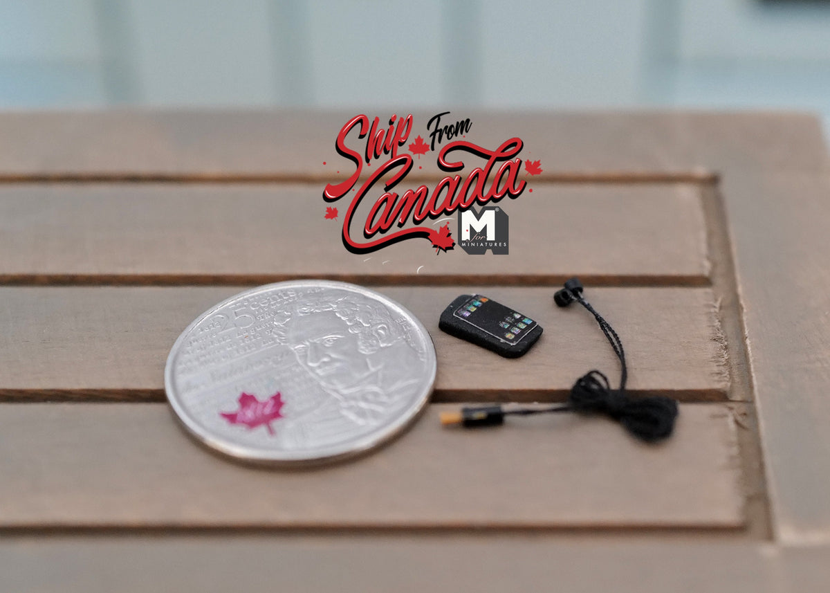 1:12 Scale Miniature MP3 Player with Earphones, DIY Dollhouse Supply (black and gray)
