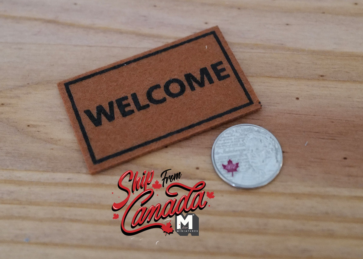 1:12 Scale Miniature Welcome Doormat, 2-5/16 inch wide, DIY Dollhouse Supply (brown) (style 2)