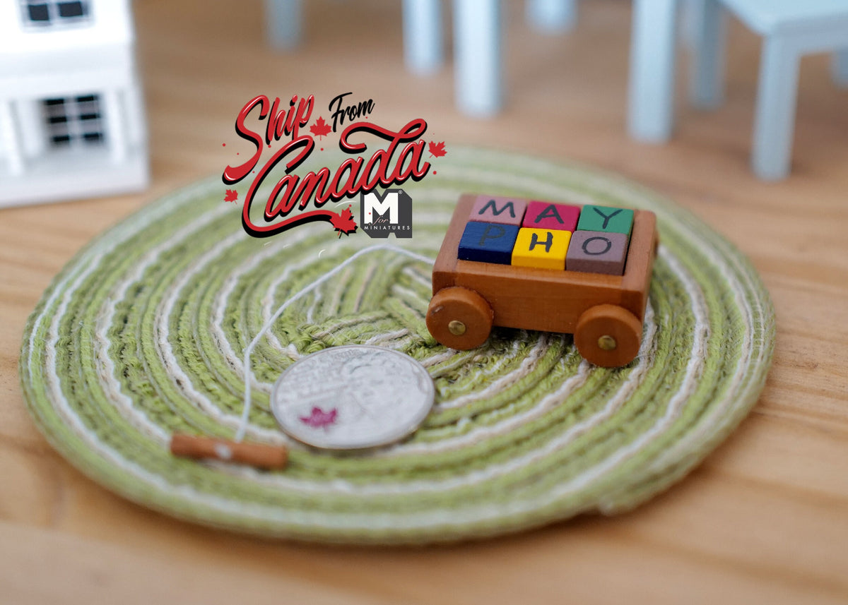 Dollhouse Supplies Miniature Wagon with Blocks / 1:12 Scale Wooden Car - G051