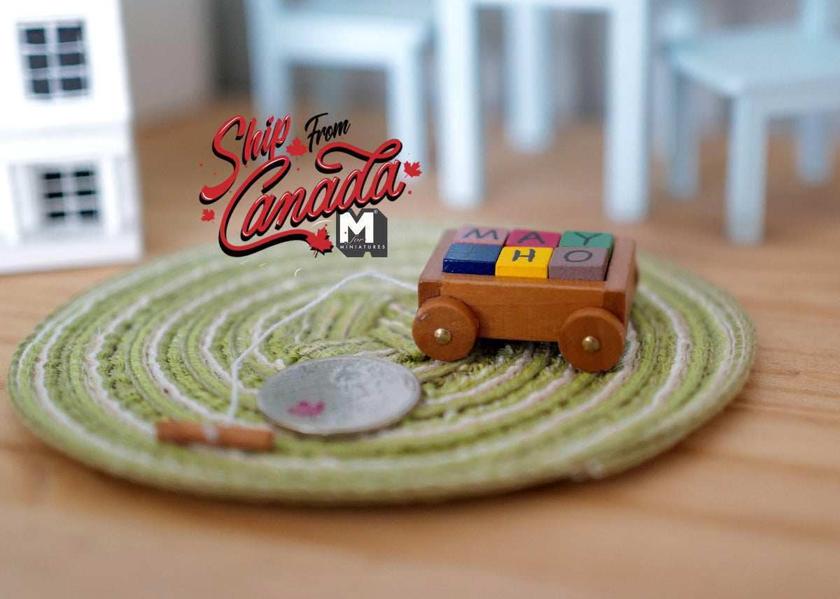 Dollhouse Supplies Miniature Wagon with Blocks / 1:12 Scale Wooden Car - G051
