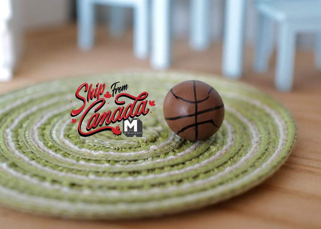 1:12 Scale Miniature Basketball, 13/16 inch dia., DIY Dollhouse Supply (brown)
