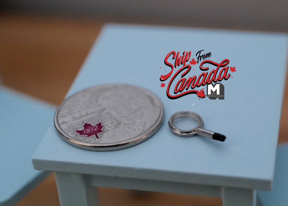 1:12 Scale Miniature Magnifying Glass with Handle, 1/2 inch long, DIY Dollhouse Supply