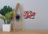 1:12 Miniature Brass Cheval Mirror , Standup Oval Dresser Mirror , Vanity Mirror , Full Length Mirror - F072