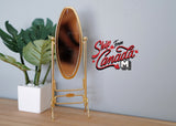 1:12 Miniature Brass Cheval Mirror , Standup Oval Dresser Mirror , Vanity Mirror , Full Length Mirror - F072