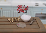 Dollhouse Supplies miniature wood and metal cooking utensil with bowl Dollhouse Supplies cookware 1:12 - A027