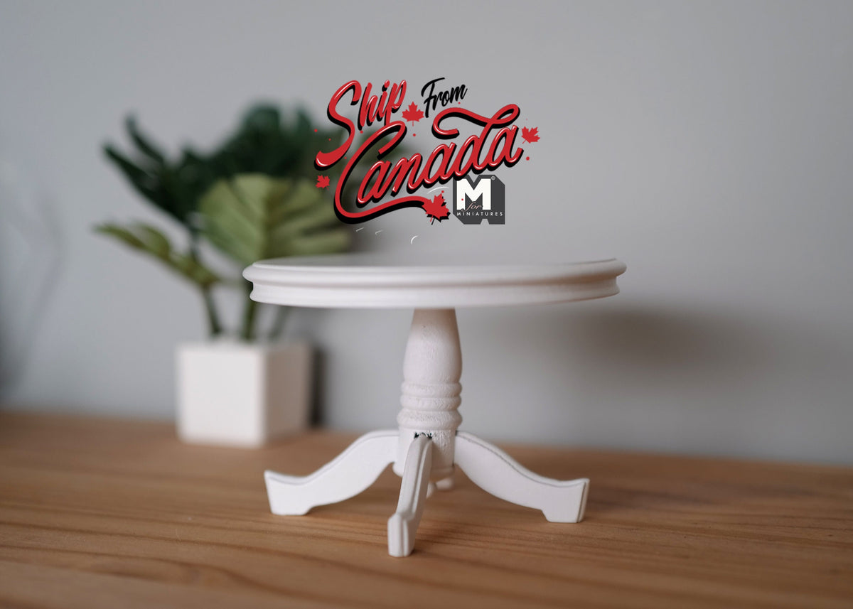 1:12 Scale Miniature Wood Round Pedestal Dining Table, 3 Feet, 3-15/16 inch dia., DIY Dollhouse Supply (white)
