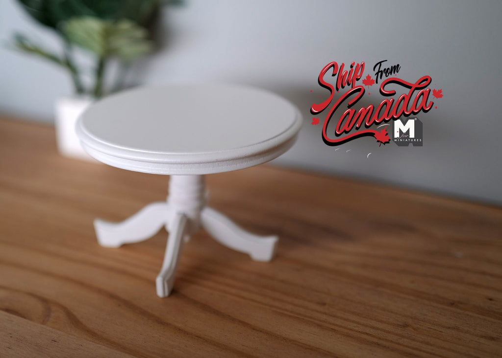 1:12 Scale Miniature Wood Round Pedestal Dining Table, 3 Feet, 3-15/16 inch dia., DIY Dollhouse Supply (white)