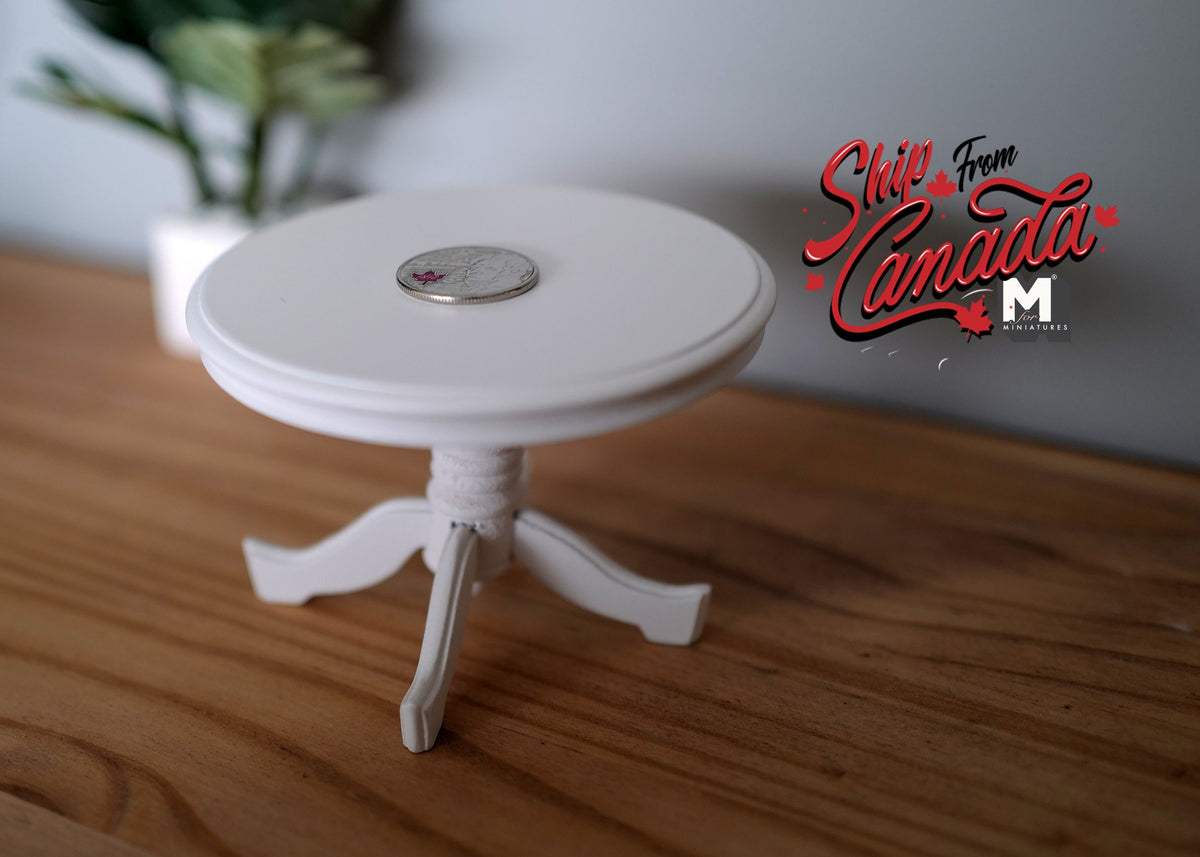 1:12 Scale Miniature Wood Round Pedestal Dining Table, 3 Feet, 3-15/16 inch dia., DIY Dollhouse Supply (white)