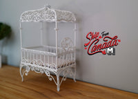 1:12th scale Dollhouse Miniatures baby canopy / baby crib dolls house infant bed mattress 1 12th scale miniature