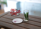 1:12 Scale Miniature Glass Cup with Green Leaves, 7/8 inch tall, DIY Dollhouse Supply