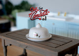 1:12 Dollhouse Supplies miniature 2 piece ceramic serving tray with cover dome - A019