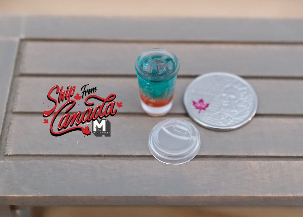 1:6 Scale Miniature Iced Summer Drink Cup, 7/8 inch tall, DIY Dollhouse Supply