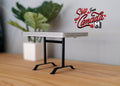 1:12 Scale Miniature 1950s Diner Booth Table, Gray Top, Black Metal Legs, 3-3/4 inch long, DIY Dollhouse Supply