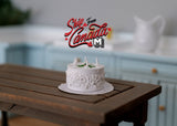 Miniature Birthday Cake and Candles 1:12 Scale Dollhouse Food (white) - H021