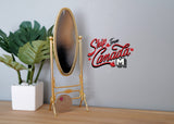 1:12 Miniature Brass Cheval Mirror , Standup Oval Dresser Mirror , Vanity Mirror , Full Length Mirror - F072