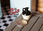 1:12 Scale Miniature Ceramic Crock Jug with Handle, 1-1/16 inch tall, DIY Dollhouse Supply (black and cream)