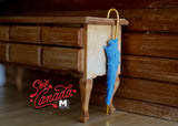 Blue Miniature Umbrella with Gold Style Handle 1:12 Dollhouse Supplies Scale - G052