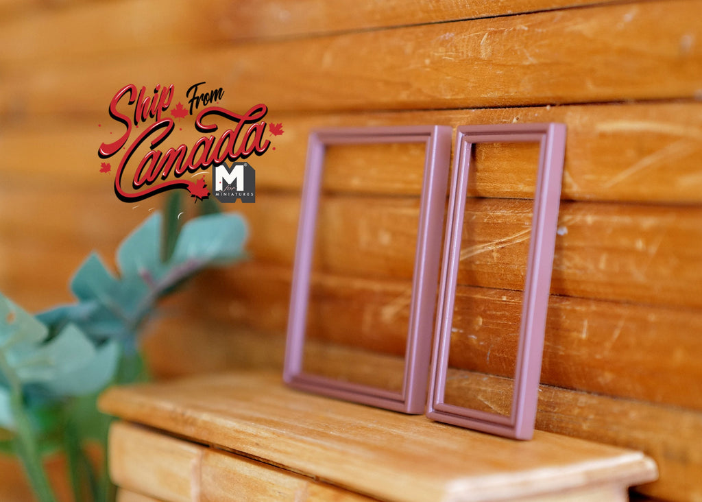 1:12 Dollhouse Supplies decoration miniature paint / photo metal frame set of 2 (brown) - A024