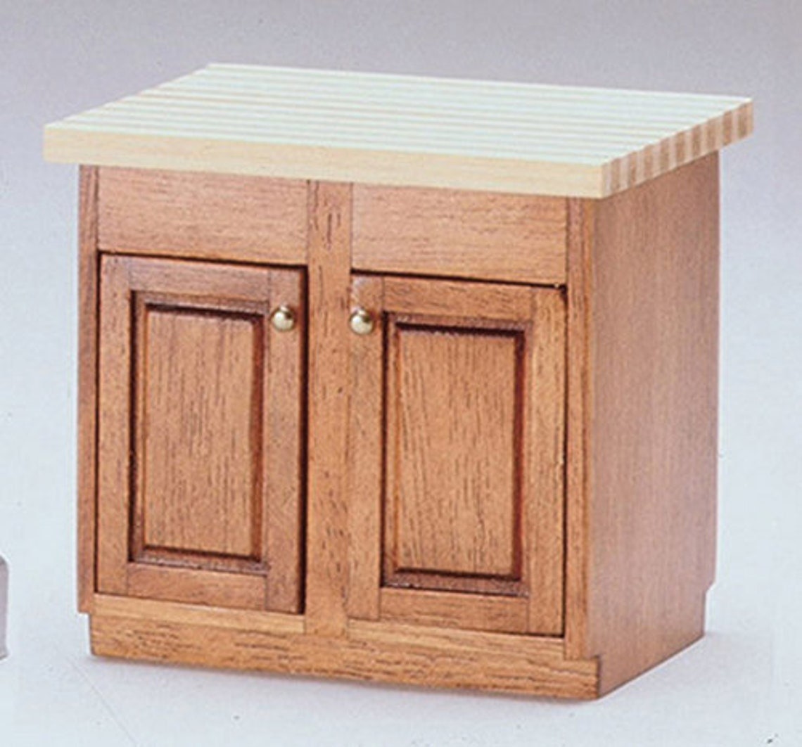 1:12 Scale Miniature Wood Kitchen Center Island Cabinet Kit, 2-15/16 inch tall, DIY Dollhouse Supply