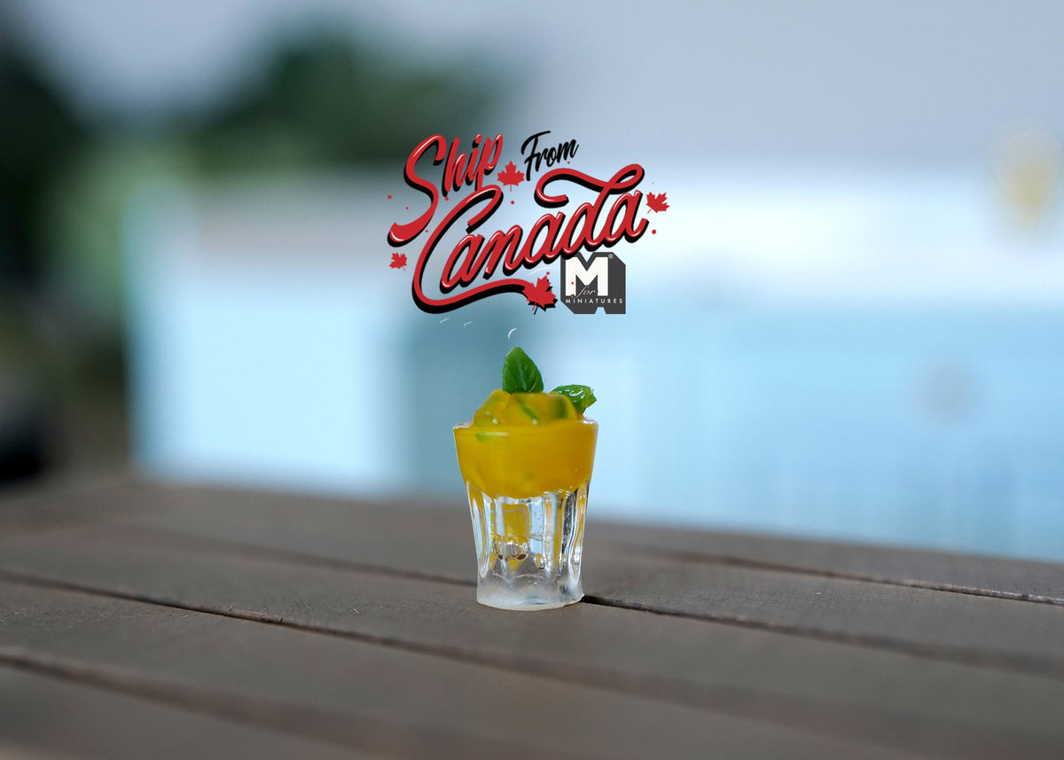 1:12 Scale Miniature Glass of Lime Soda with Ice and Lemon Slice, 1/2 inch tall, DIY Dollhouse Supply