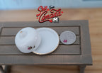 1:12 Scale Miniature Ceramic Serving Plate with Cover Dome, 2 Pieces, 1-3/4 inch wide, DIY Dollhouse Supply