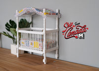 Dollhouse Crib Miniature Bed with Mattress in 1:12 Scale Bed