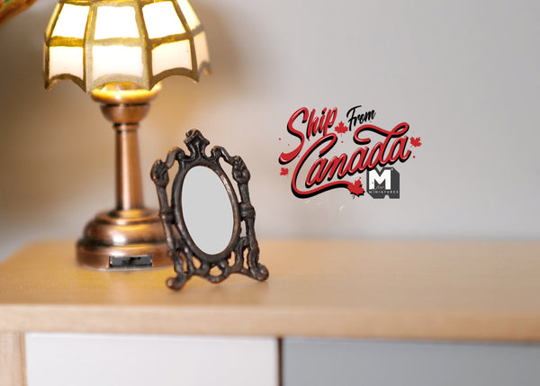 1:12 Dollhouse Supplies Miniature Metal Oval Ornate Picture Frame with Stand - B053