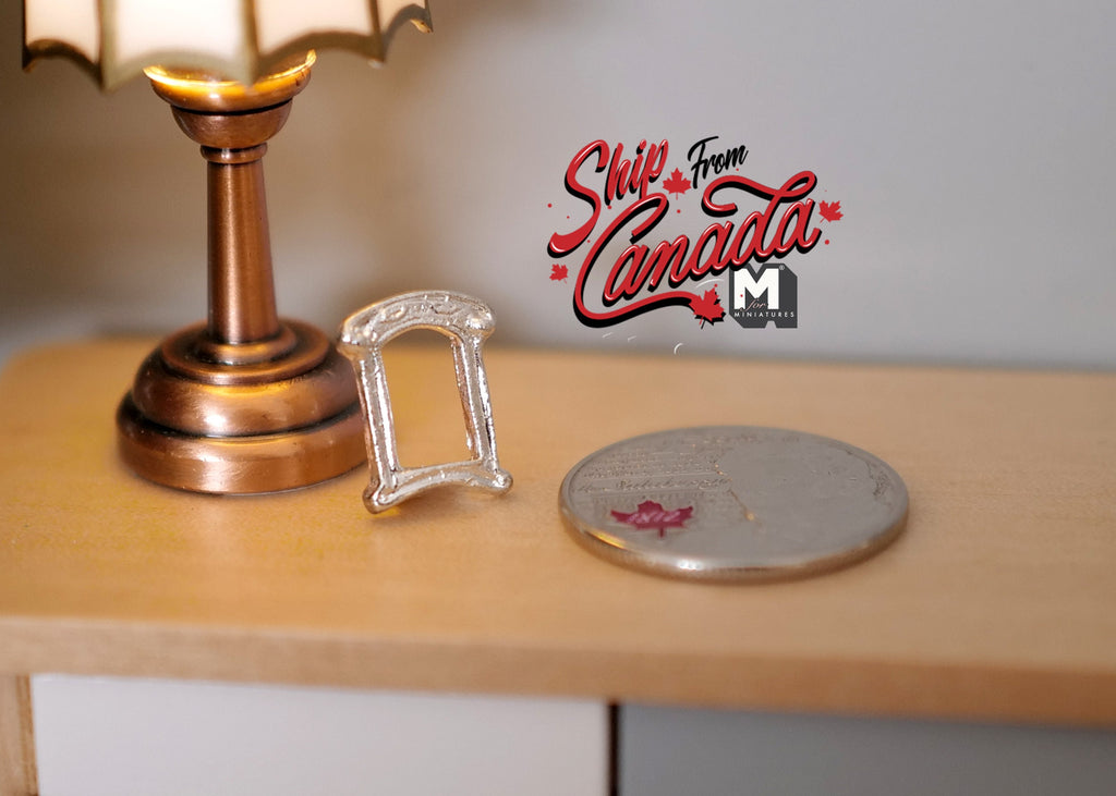 1:12 Scale Miniature Small Rectangular Metal Photo Frame, 9/16 inch tall, DIY Dollhouse Supply (silver)
