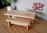 1:12 Dollhouse miniature unfinished table and bench / Unfinished picnic table and bench set - I006