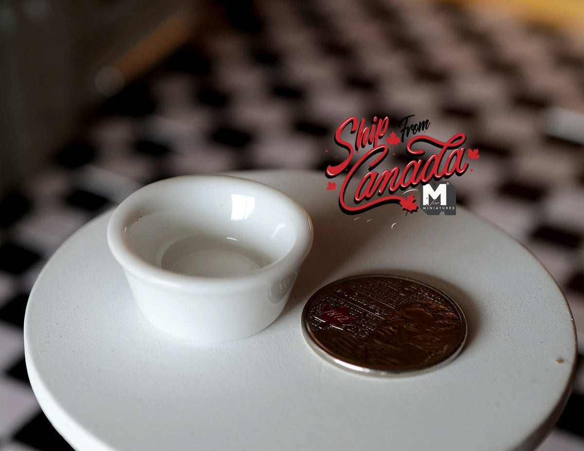 1:12 Scale Miniature Ceramic Bowl, Sold Each, 1-3/16 inch dia., DIY Dollhouse Supply (white)