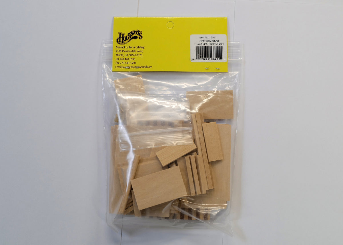 1:12 Scale Miniature Wood Kitchen Center Island Cabinet Kit, 2-15/16 inch tall, DIY Dollhouse Supply