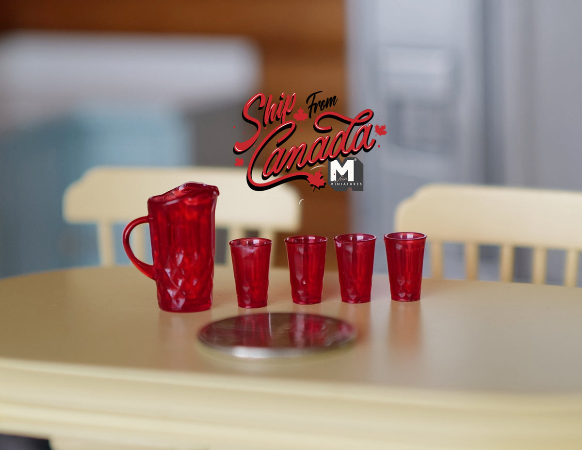 1:12 Dollhouse Supplies Miniature Pitcher and Glasses Made with Plastic - F045