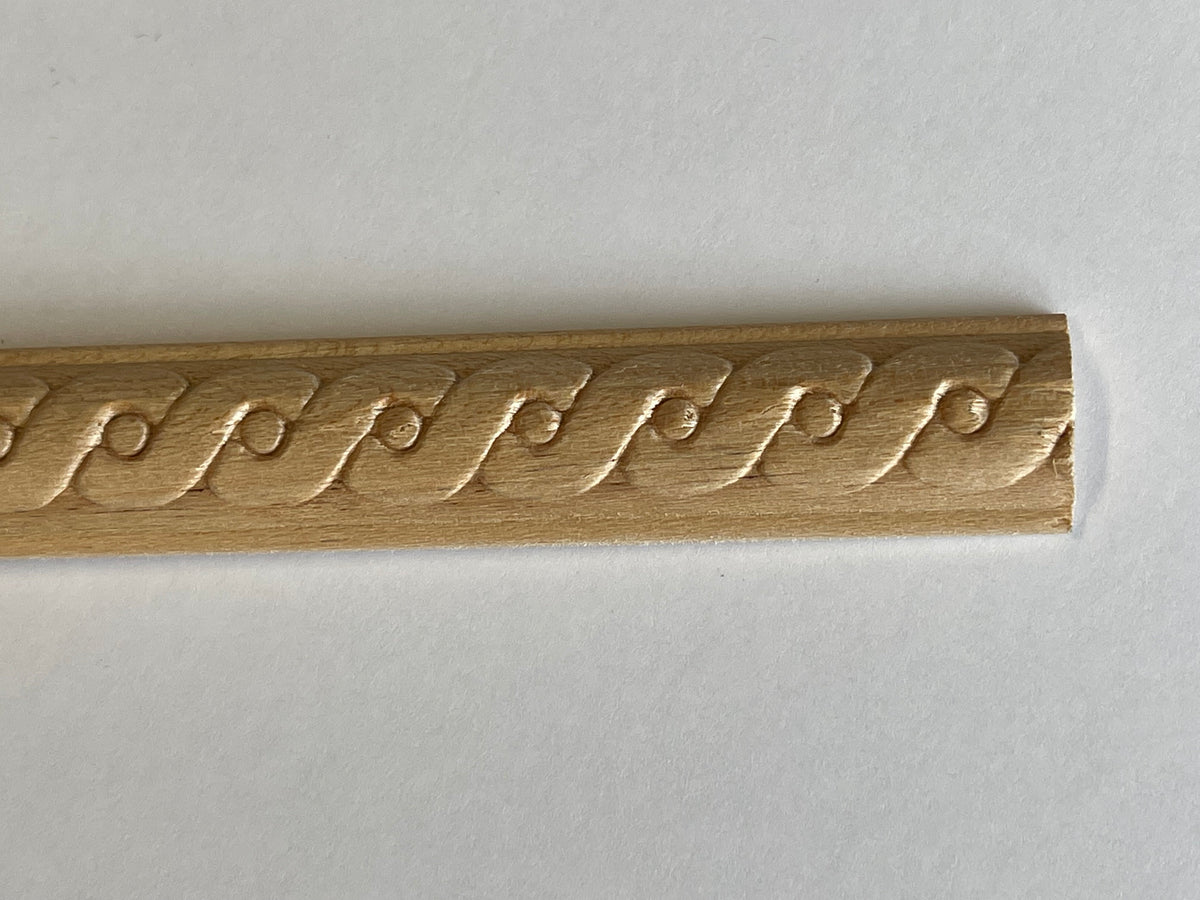 Miniature Carved Scroll Wood Trim Molding for Dollhouse Walls, 11-1/2 inch long