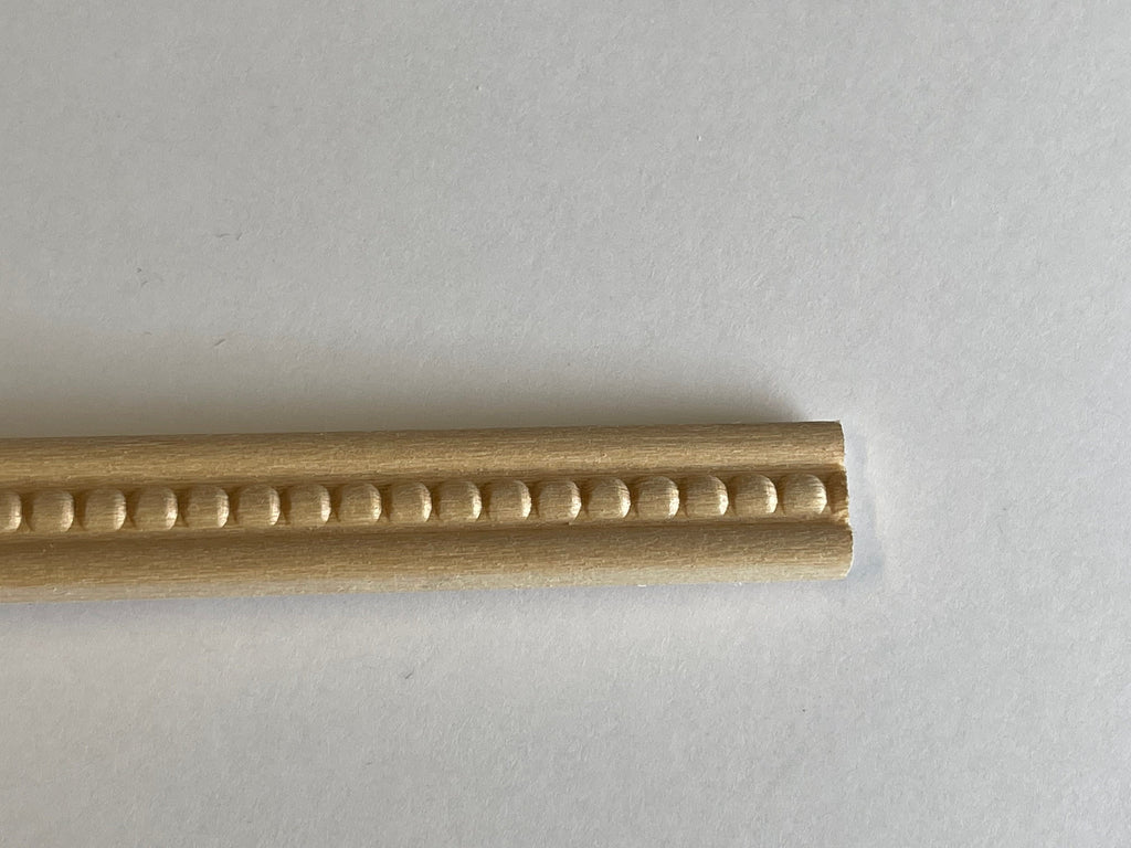 Miniature Beaded Wood Trim Molding for Dollhouse Walls, 11-1/2 inch long
