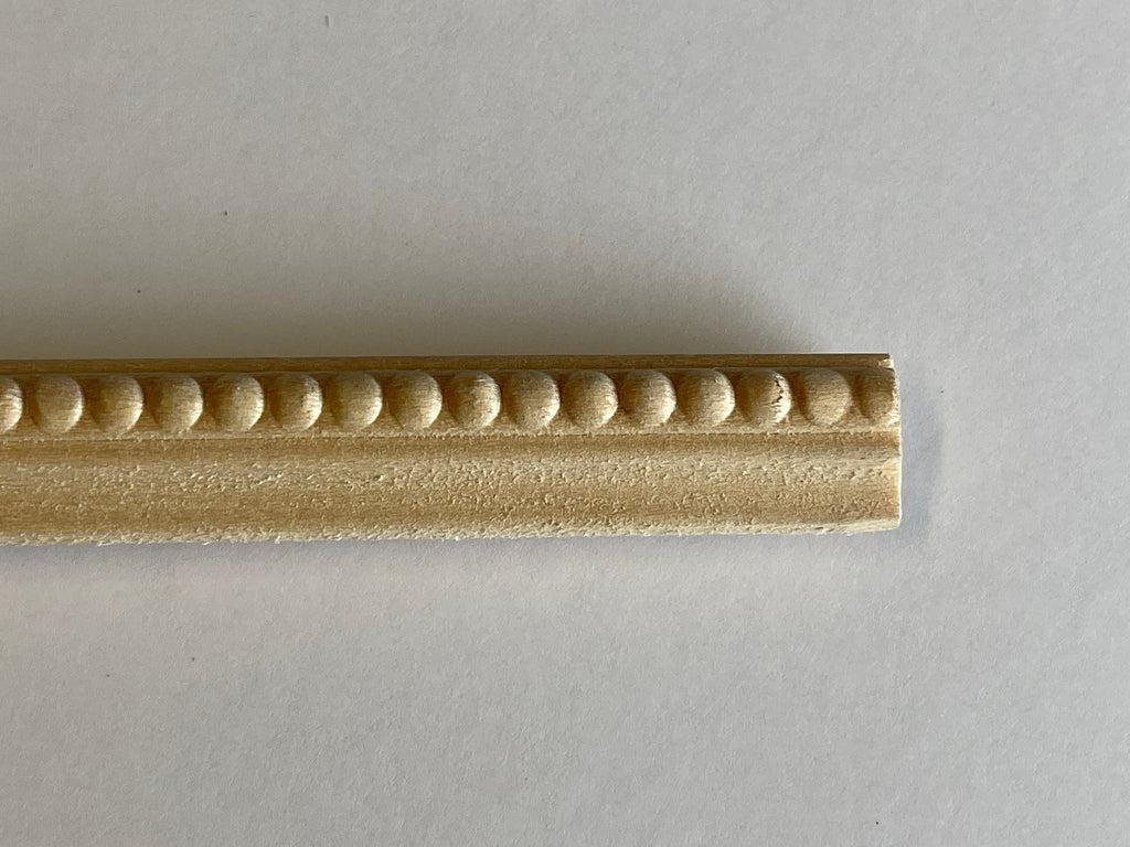 Miniature Beaded Edge Wood Trim Molding for Dollhouse Walls, 11-1/2 inch long