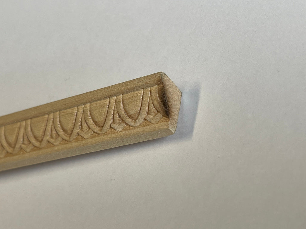 Miniature Carved Arch Wood Cornice Molding for Dollhouse Ceilings, 18 inch long