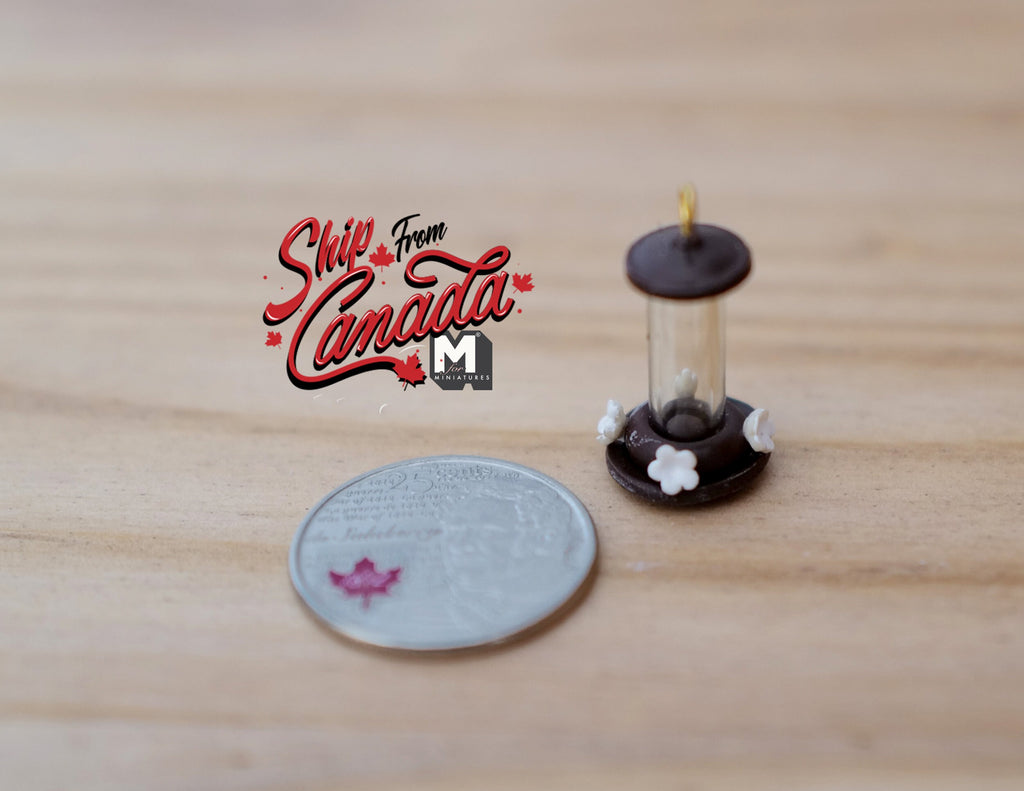 1:12 Scale Miniature Hummingbird Feeder with Hanger, 1 inch tall, DIY Dollhouse Supply