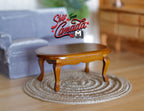 Canapé 2 places miniature en tissu à l'échelle 1:12 et table basse ovale, lot de 2, 7,5 cm de haut, fourniture pour maison de poupée DIY (bleu gris)