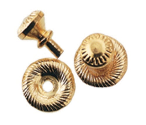 1:12 Scale Miniature Fluted Knobs with Swirl Backplates, Set of 4, 3/16 inch dia., DIY Dollhouse Supply (brass)