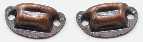 1:12 Scale Miniature Cup Pulls, Set of 4, 5/16 inch long, DIY Dollhouse Supply (antique bronze)