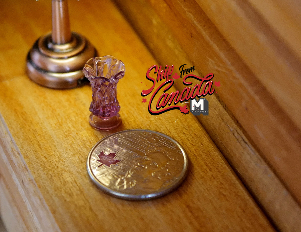 1:12 Scale Miniature Pedestal Vase, 11/16 inch tall, DIY Dollhouse Supply (purple)