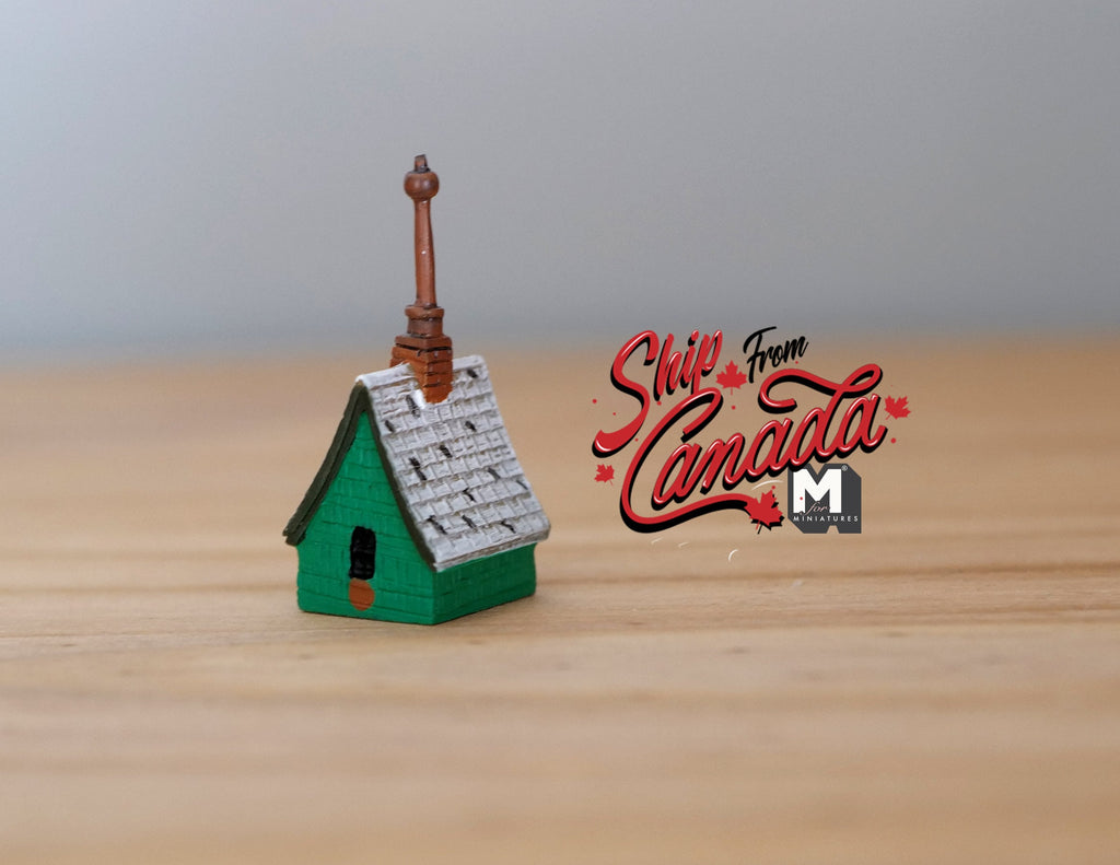1:12 Scale Miniature Irish Cottage Birdhouse, 1-7/16 inch tall, DIY Dollhouse Supply (green)