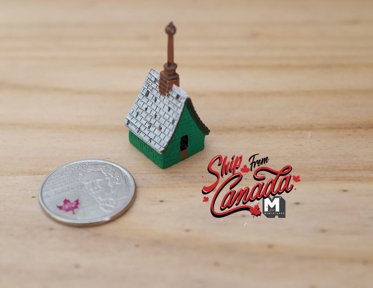 1:12 Scale Miniature Irish Cottage Birdhouse, 1-7/16 inch tall, DIY Dollhouse Supply (green)