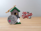 1:12 Scale Miniature Birdhouse, Green Roof, Picket Fence Base, 1-5/8 inch tall, DIY Dollhouse Supply (wood)