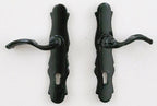 1:12 Scale Miniature Old English Style Door Levers with Keyhole Backplates, Set of 2, 11/16 inch tall, DIY Dollhouse Supply (bronze)