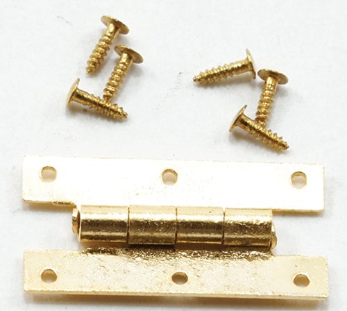 1:12 Scale Miniature Brass Hinge with Nails 4 Knuckles 4 pack Door hinges Window hinges Dollhouse Supply
