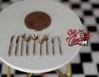 1:12 Scale Miniature Metal Flatware Set, Knives, Forks and Spoons, Set of 9, 7/8 inch long, DIY Dollhouse Supply (silver)