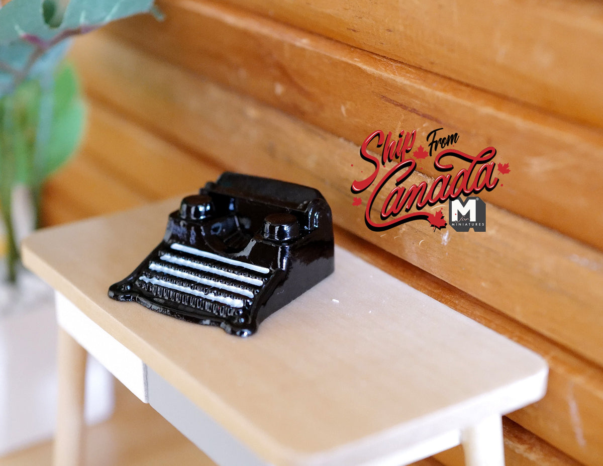 1:12 Scale Miniature Classic Typewriter, 1-3/16 inch long, DIY Dollhouse Supply (black)