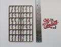 1:12 scale miniature silver alphabet letters and numbers, A to Z and 0 to 9, set of 36 on a frame, beside a ruler